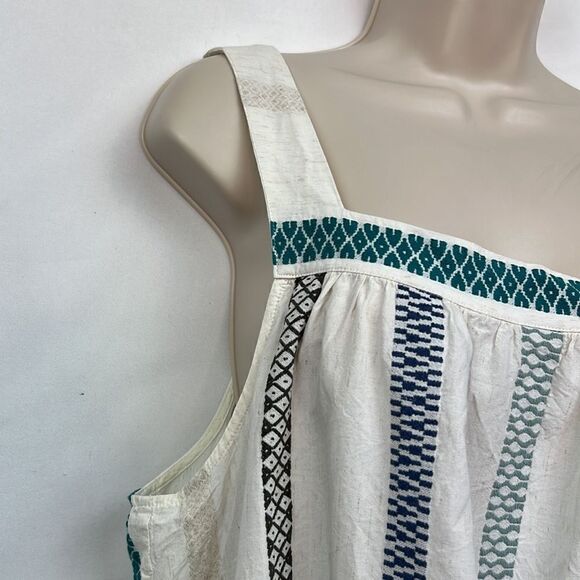 Splendid Elian Square Neck Tank Top size XL cream/teal - Picture 4 of 14